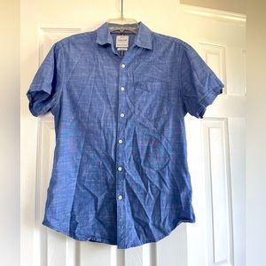 Denim and Flower shirt sleeve button down shirt